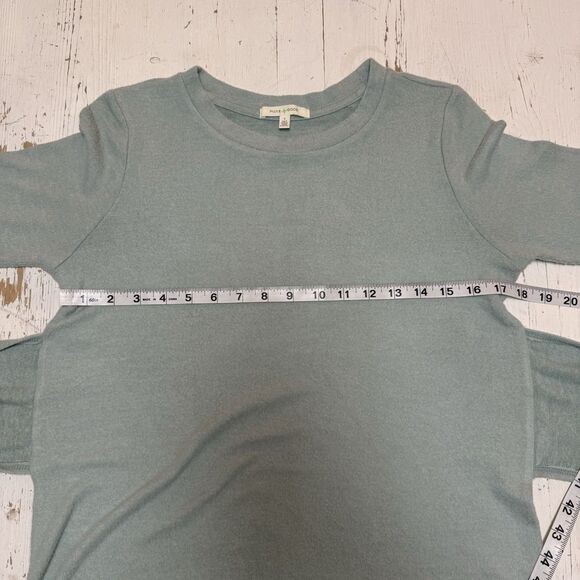 Pure + Good Anthropologie Sweater Top S Belted Tie Waist Ruched Pistachio Cozy - Picture 6 of 11